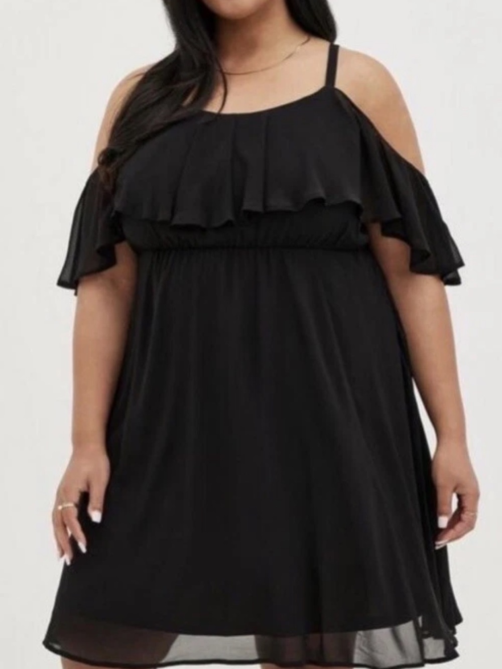 TORRID Black Cold-Shoulder Ruffle Dress | 14 - Picture 2 of 12
